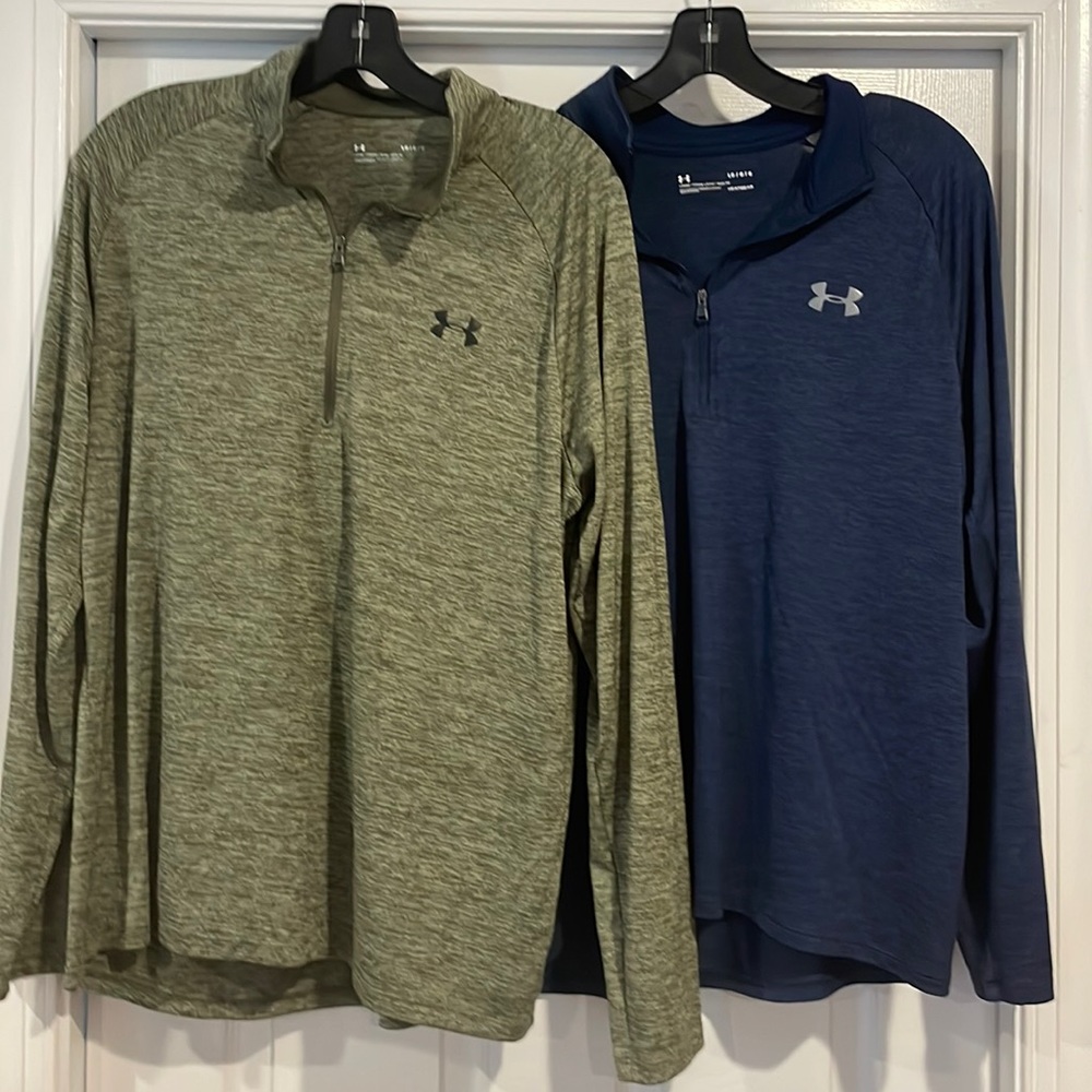 Like new mens under armor half zip heat gear long sleeve shirts. Size large